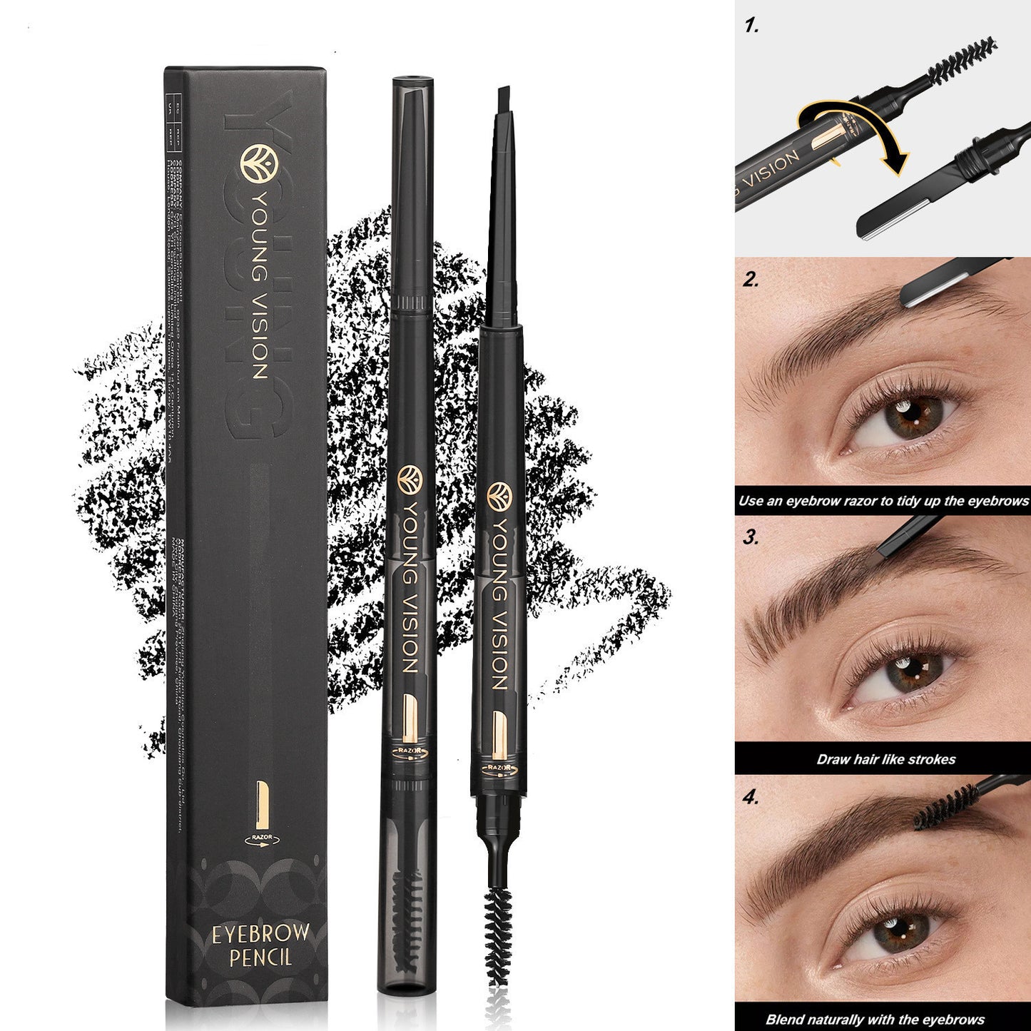 Crayon sourcils 3-en-1 résistant à l'eau